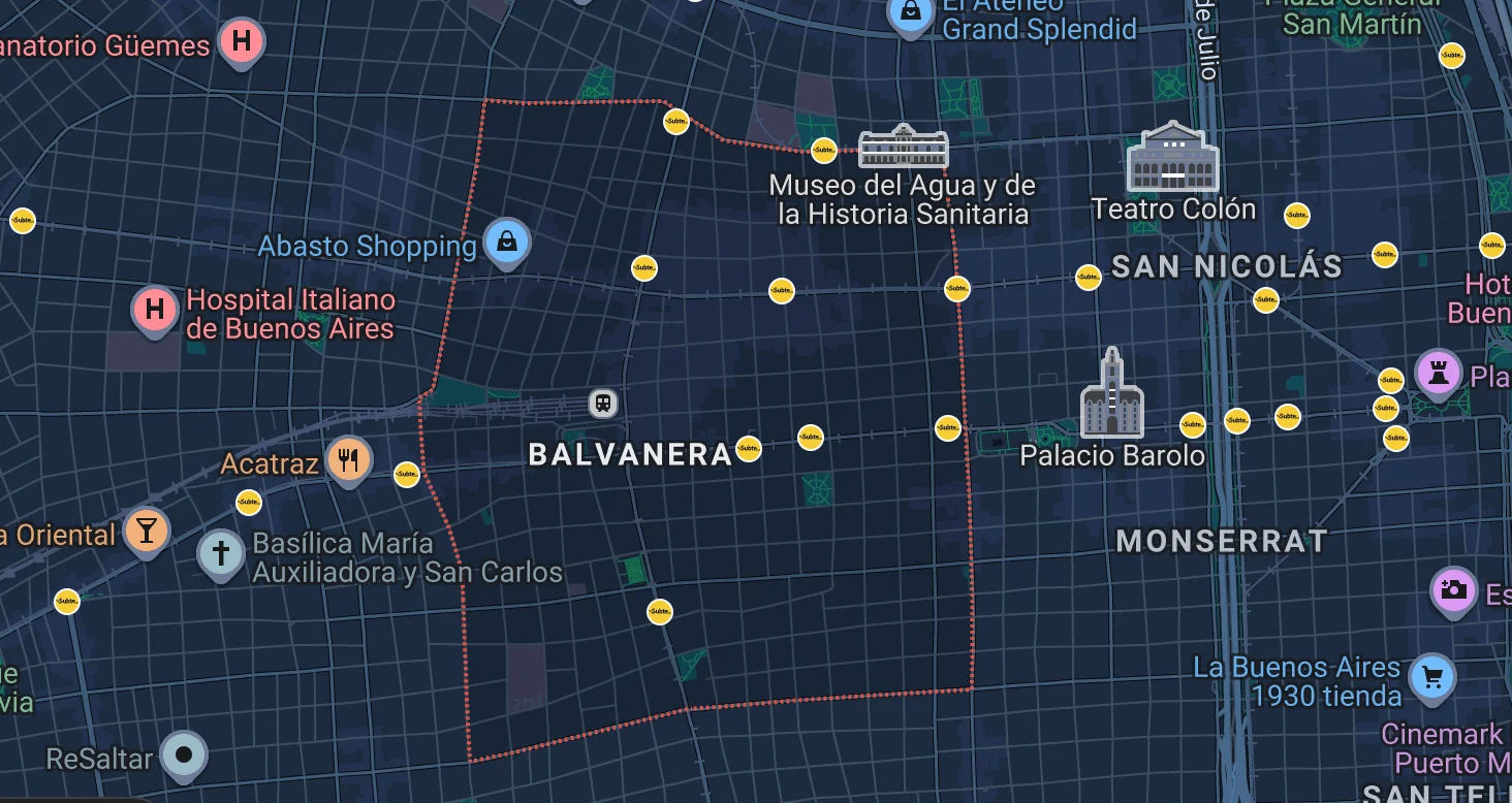 zona balvanera Mapa de Balvanera, CABA
